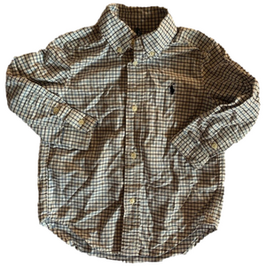 Ralph Lauren Blue White Long Sleeve Button Down Shirt Size 3T